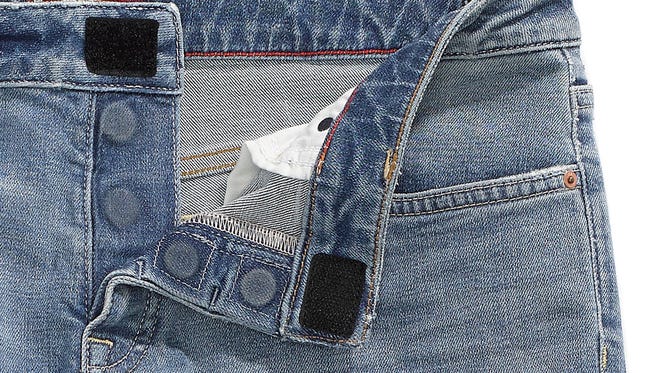 jeans with magnetic and velcro closures